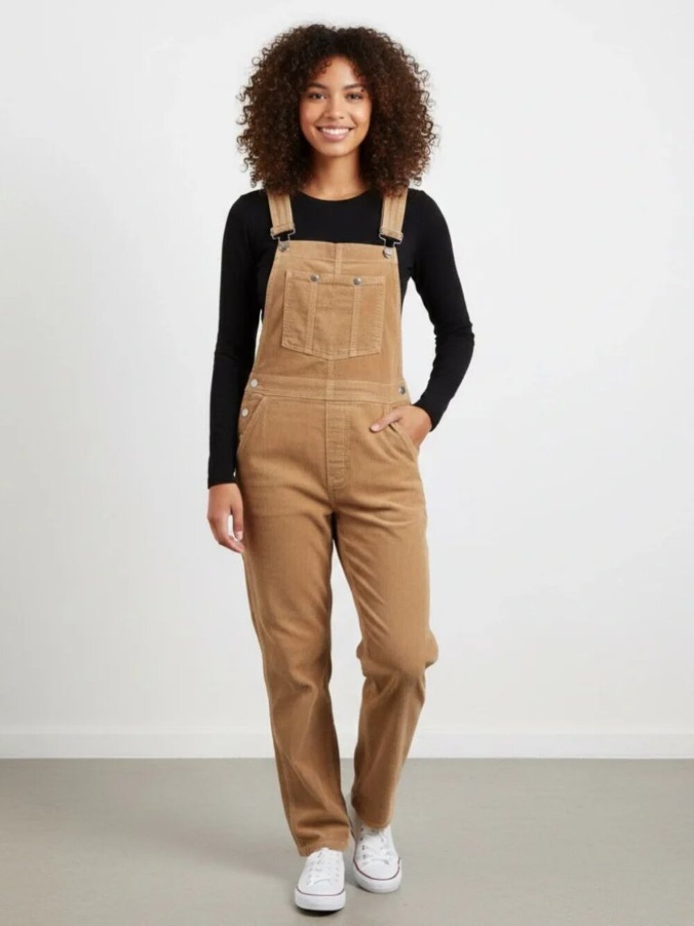 Aritzia Sunday Best Sz XS Tan Corduroy Straight Leg Casual Overalls